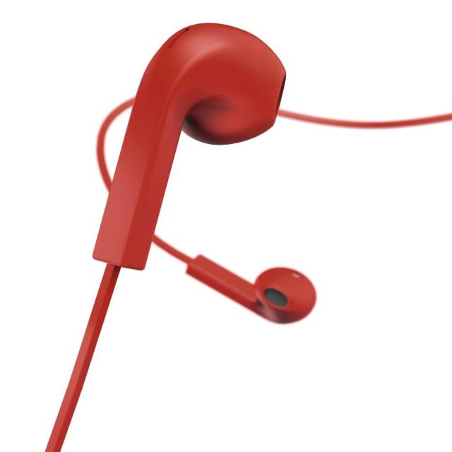 Слушалки HAMA Earbuds " Advance", Микрофон, Плосък кабел, Червени