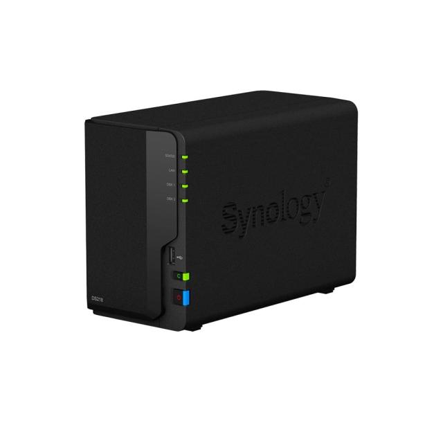 Мрежов сторидж Synology DS218, за 2 диска, до 24TB, CPU 1.4 GHz, 2 GB DDR4 RAM, Гигабит, USB 3.2
