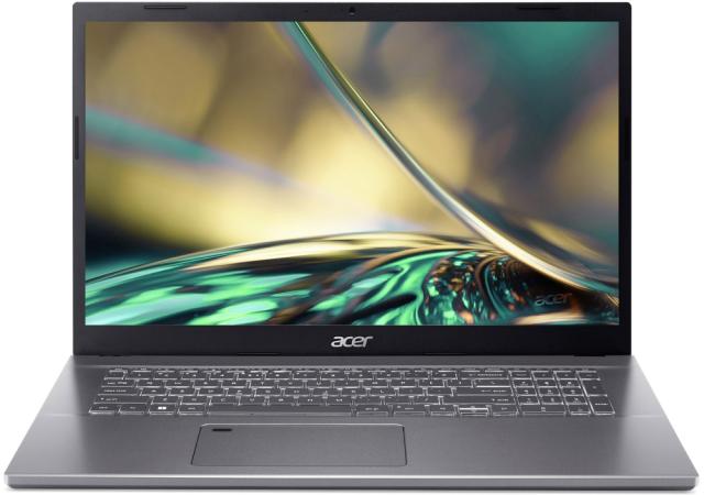 Лаптоп Acer Aspire 5, A517-53G-71KN, Intel Core i7-1260P (3.4GHz up to 4.70GHz, 18MB), 17.3" FHD IPS slim bezel LCD, 8 GB DDR4, 1024GB PCIe NVMe SSD, 1*M.2 slot free, nVidia GeForce RTX 2050 4GB GDDR6, WIFI AX, BT, HD Cam, KB Backlight, FPR, Linux, S