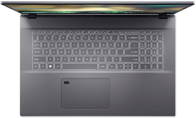 Лаптоп Acer Aspire 5, A517-53G-71KN, Intel Core i7-1260P (3.4GHz up to 4.70GHz, 18MB), 17.3" FHD IPS slim bezel LCD, 8 GB DDR4, 1024GB PCIe NVMe SSD, 1*M.2 slot free, nVidia GeForce RTX 2050 4GB GDDR6, WIFI AX, BT, HD Cam, KB Backlight, FPR, Linux, S