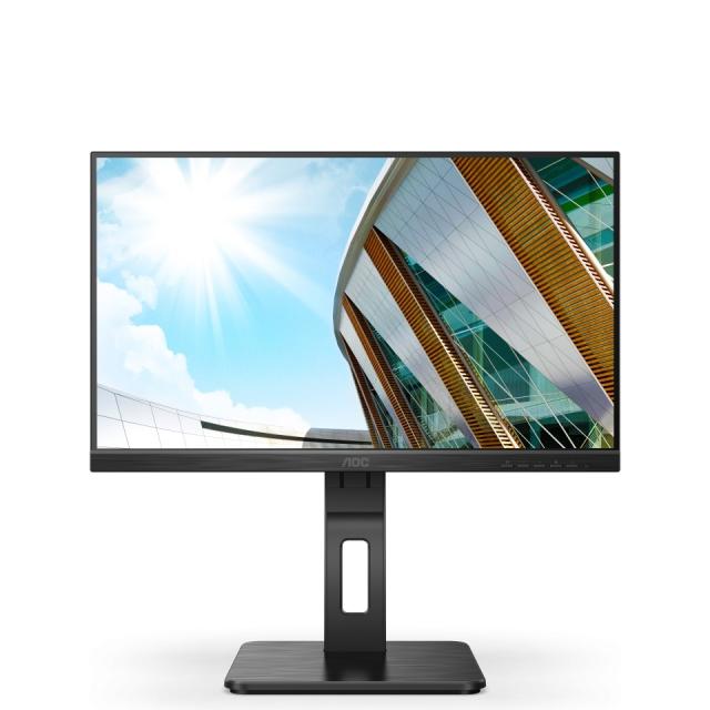 Монитор AOC 22P2DU, 21.5" IPS WLED, 1920x1080@75Hz, 4ms GtG, 250cd m/2, 1000:1, 50M:1 DCR, Adaptive Sync, FlickerFree, Low Blue Light, 2Wx2, Tilt, Height Adjust, Pivot, Swivel, D-SUB, DVI, HDMI, USB hub
