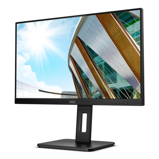 Монитор AOC 24P2C, 23.8"  IPS WLED, 1920x1080@75Hz, 4ms GtG, 250cd m/2, 1000:1, 50M:1 DCR, Adaptive Sync, FlickerFree, Low Blue Light, 2Wx2, Tilt, Height Adjust, Pivot, Swivel, HDMI, DP, USB hub