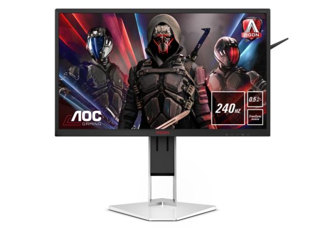 Монитор AOC AG251FZ2E, 24.5" TN WLED, 1920x1080@240Hz, 1ms GtG, 0.5ms MPRT, 400 cd/m2, 1000:1, 80M:1 DCR, FreeSync Premium, FlickerFree, Low Blue Light, 3Wx2, Tilt, Height Adjust, Pivot, Swivel, D-SUB, DVI, 2xHDMI, DP, USB hub