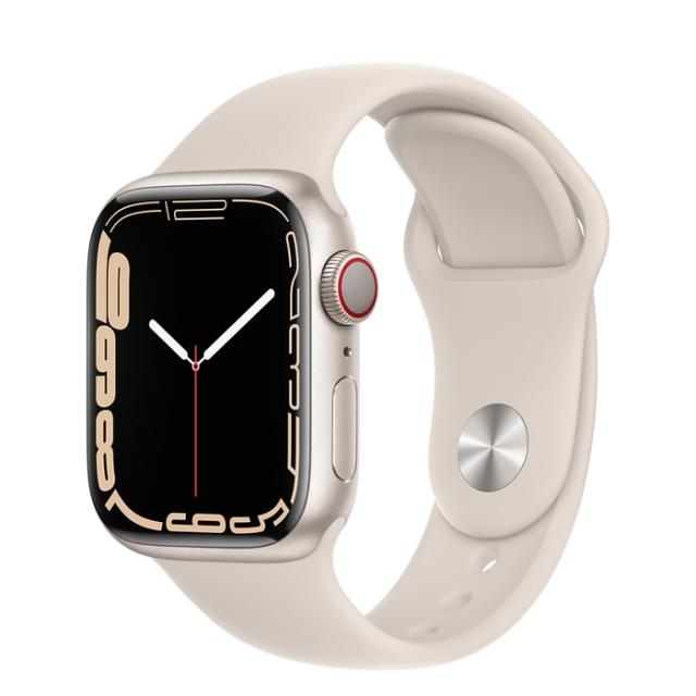 Часовник Apple Watch Series 7 GPS + Cellular, 41mm Starlight Aluminium Case with Starlight Sport Band - Regular