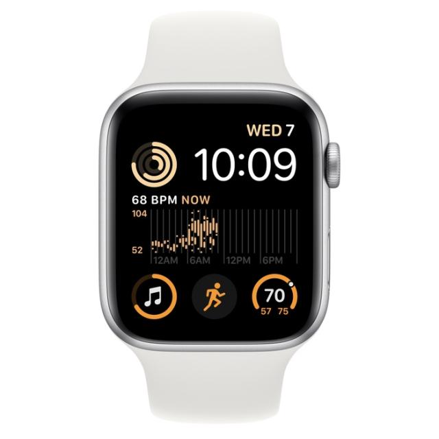Часовник Apple Watch SE2 GPS 44mm Silver Aluminium Case with White Sport Band - Regular