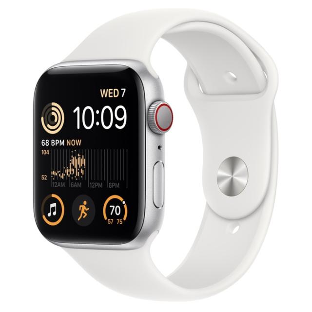Часовник Apple Watch SE2 GPS + Cellular 44mm Silver Aluminium Case with White Sport Band - Regular