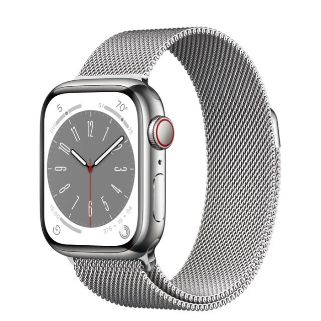 Часовник Apple Watch Series 8 GPS + Cellular 41mm Silver Stainless Steel Case with Silver Milanese Loop