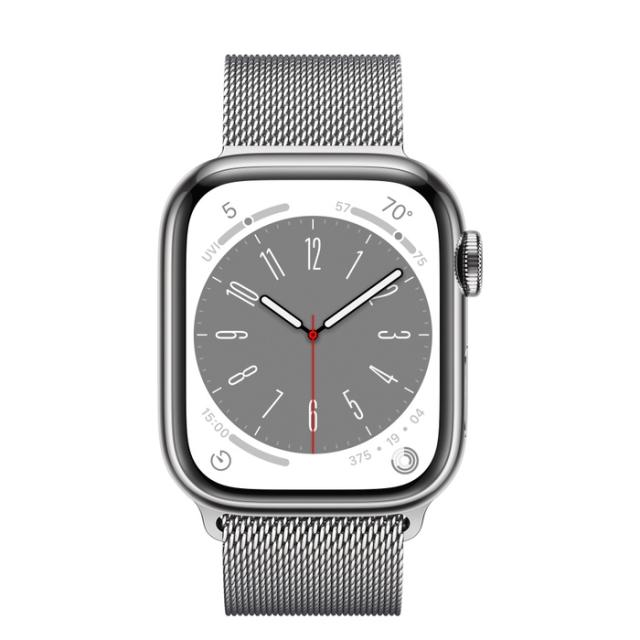 Часовник Apple Watch Series 8 GPS + Cellular 41mm Silver Stainless Steel Case with Silver Milanese Loop