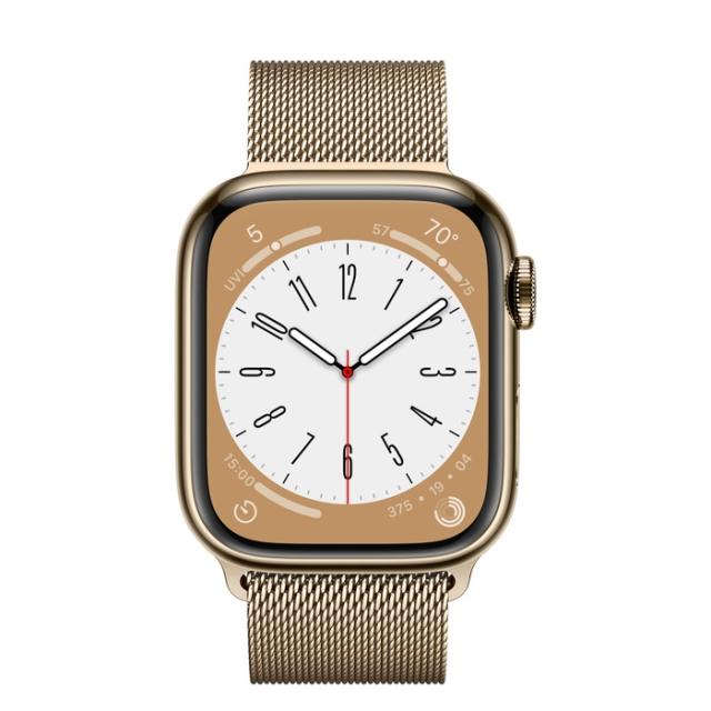 Часовник Apple Watch Series 8 GPS + Cellular 41mm Gold Stainless Steel Case with Gold Milanese Loop