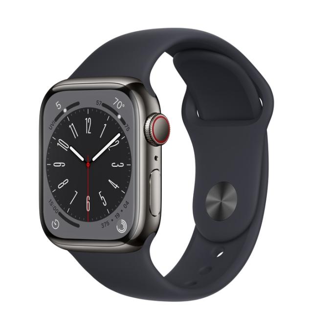 Часовник Apple Watch Series 8 GPS + Cellular 41mm Graphite Stainless Steel Case with Midnight Sport Band - Regular