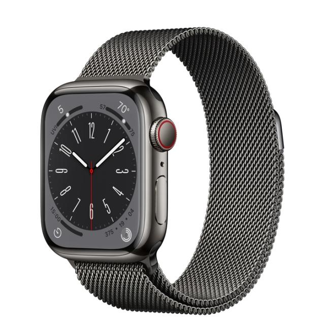 Часовник Apple Watch Series 8 GPS + Cellular 41mm Graphite Stainless Steel Case with Graphite Milanese Loop