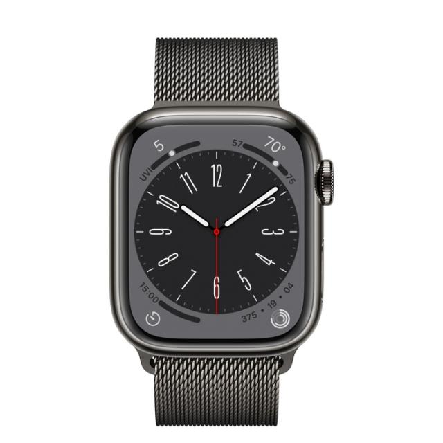 Часовник Apple Watch Series 8 GPS + Cellular 41mm Graphite Stainless Steel Case with Graphite Milanese Loop