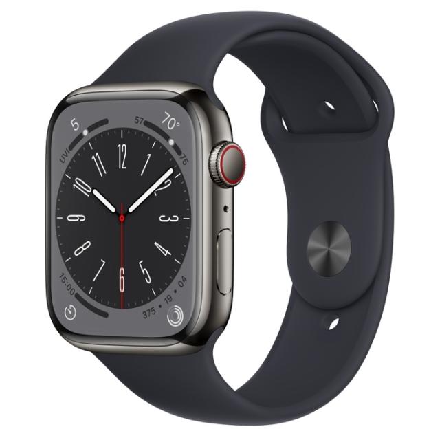 Часовник Apple Watch Series 8 GPS + Cellular 45mm Graphite Stainless Steel Case with Midnight Sport Band - Regular