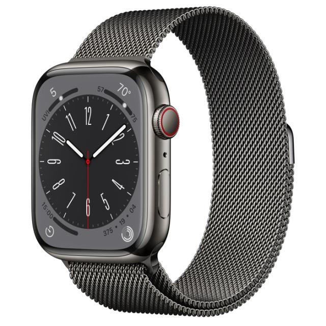 Часовник Apple Watch Series 8 GPS + Cellular 45mm Graphite Stainless Steel Case with Graphite Milanese Loop