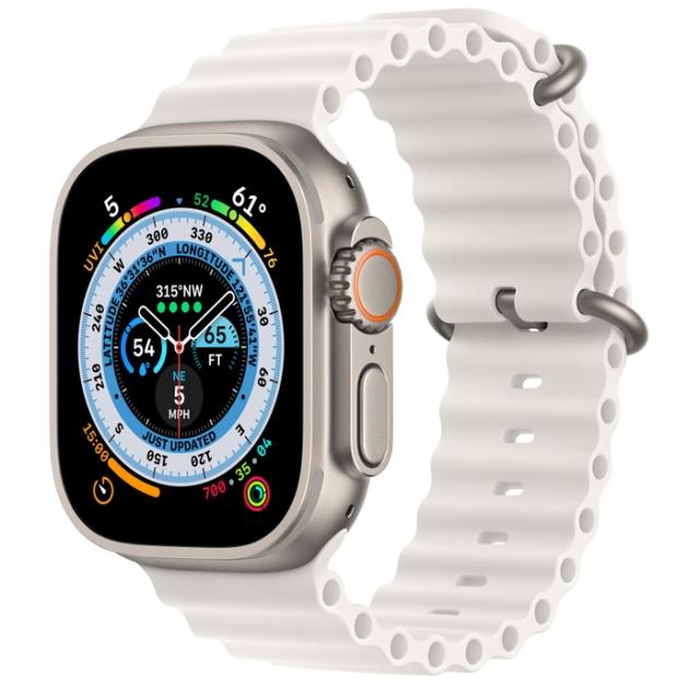 Часовник Apple Watch Ultra GPS + Cellular, 49mm Titanium Case with White Ocean Band