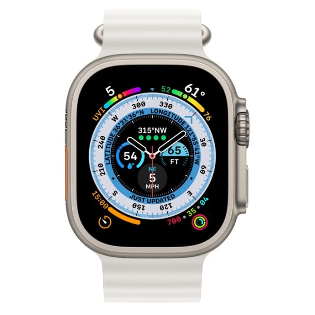 Часовник Apple Watch Ultra GPS + Cellular, 49mm Titanium Case with White Ocean Band