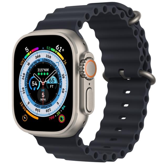 Часовник Apple Watch Ultra GPS + Cellular, 49mm Titanium Case with Midnight Ocean Band