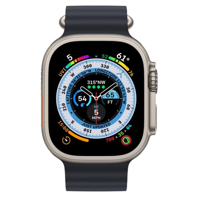 Часовник Apple Watch Ultra GPS + Cellular, 49mm Titanium Case with Midnight Ocean Band