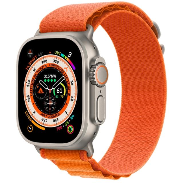 Часовник Apple Watch Ultra GPS + Cellular, 49mm Titanium Case with Orange Alpine Loop - Small