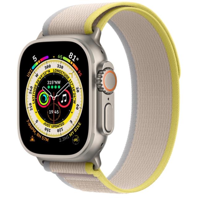 Часовник Apple Watch Ultra GPS + Cellular, 49mm Titanium Case with Yellow/Beige Trail Loop - S/M
