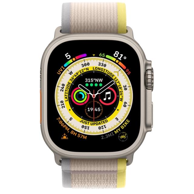 Часовник Apple Watch Ultra GPS + Cellular, 49mm Titanium Case with Yellow/Beige Trail Loop - S/M