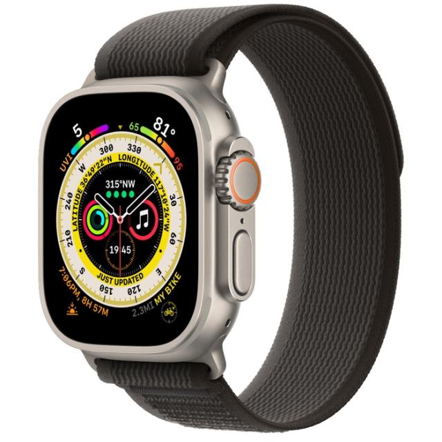 Часовник Apple Watch Ultra GPS + Cellular, 49mm Titanium Case with Black/Gray Trail Loop - M/L