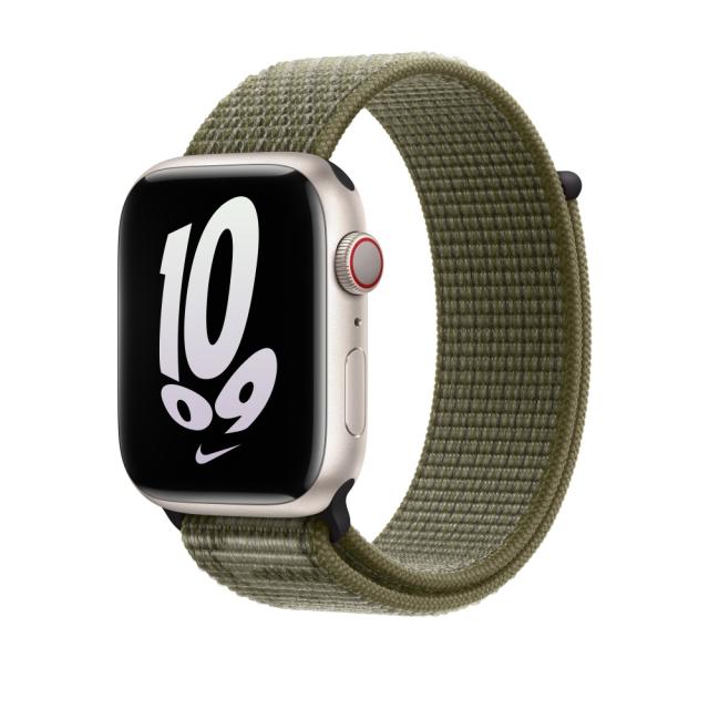 Каишка за часовник Apple Watch 45mm Sequoia/Pure Platinum Nike Sport Loop