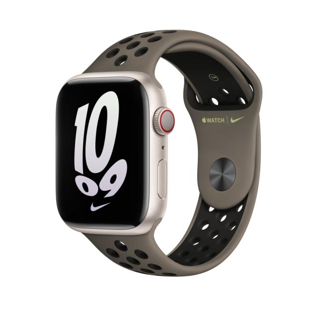 Каишка за часовник Apple Watch 45mm Olive Grey/Black Nike Sport Band