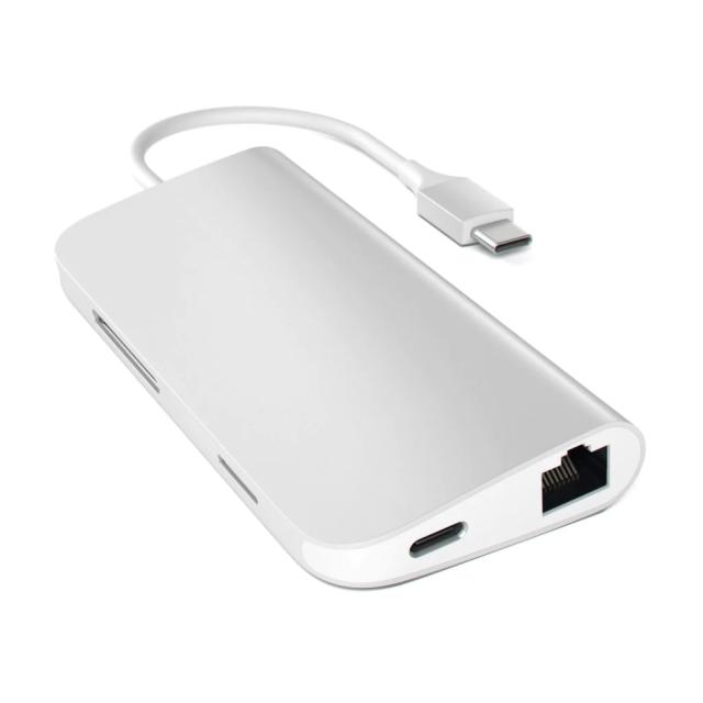 Докинг станция Satechi Aluminium Type-C Multi-Port Adapter, HDMI 4K,3x USB 3.0, MicroSD, Ethernet, ST-TCMAS (Silver)
