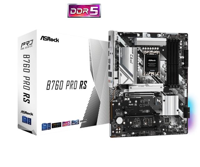 Дънна платка ASRock B760 Pro RS, B760, LGA1700, DDR5, PCIe 5.0, 3x M.2, 4x SATA 6Gb/s, HDMI, DP, eDP, ATX