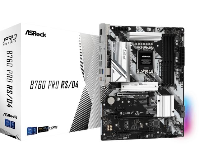 Дънна платка Asrock B760 PRO RS/D4, B760, LGA1700, DDR4,, 4x SATA3 6.0, 1x Hyper M.2, 1 x USB 3.2 Gen1 Type-C, HDMI, DP ATX