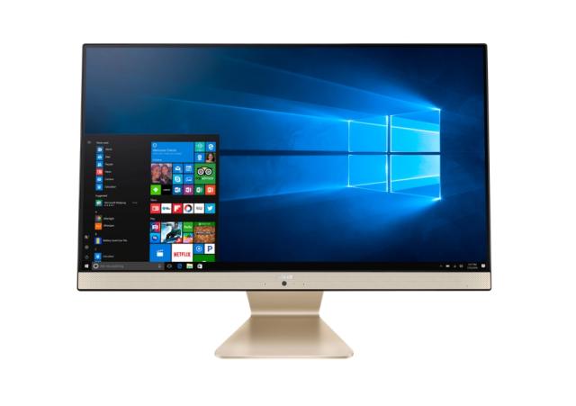 Настолен компютър - всичко в едно ASUS Vivo AiO V241EAK-BA118M, Intel i5-1135G7 2.4GHz (8M Cache, up to 4.2GHz, 4 cores),23.8 FHD 1920X1080 16:9, DDR4 8GB  (SO-DIMM), 256GB PCIE G3 SSD + 1TB 5400RPM, External DVD writer 8X, Zen Plastic Golden Wireles