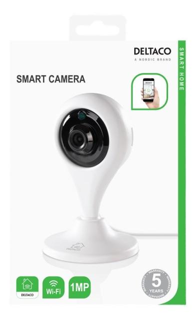 Смарт камера DELTACO SH-IPC01, 720p, WiFi, WiFi 2.4GHz, IR 10m, 1/4" CMOS, microSD, Бяла