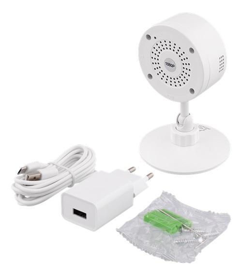 Смарт камера DELTACO SH-IPC02, 1080p, WiFi 2.4GHz, IR 10m, 1/4" CMOS, microSD, Бяла