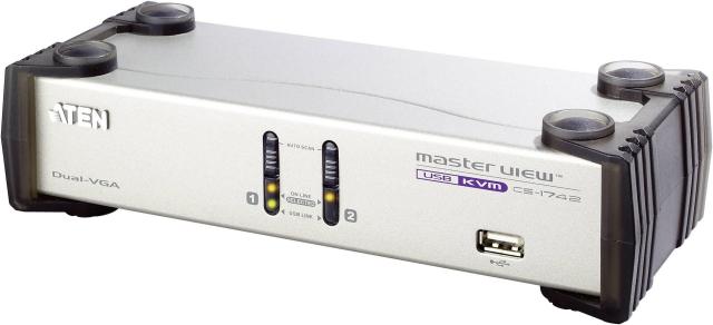 KVMP превключвател ATEN CS1742C-AT, 2-портов, USB, VGA Dual Display, Audio