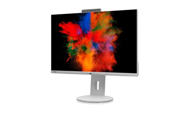 Монитор Fujitsu DISPLAY P2410 WE CAM, LED, PL, IPS, 5ms, 1000:1, 300cd/m2, 1920x1200 16:10, DP(Daisy Chain), DP,HDMI,4xUSB, USB-C, LAN, 6-in-1 St, WebCam 2.0MP, Sp.2x2W, H.adj.150mm,Rot.90°,Tilt, Sw.angle 345°, Marble grey+Fujitsu Wireless KB Mouse S