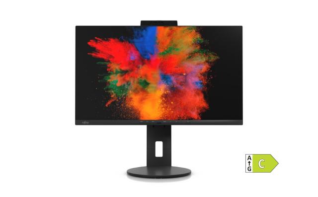 Монитор Fujitsu DISPLAY P2410 TS CAM, LED, PL, IPS, 5ms, 1000:1, 300cd/m2, 1920x1200 16:10, DP(Daisy Chain), DP, HDMI, 4xUSB, USB-C, LAN, 6-in-1 St, WebCam 2.0MP, Sp.2x2W, H.adj.150mm,Rot. 90°,Tilt, Sw.angle 345°, Black+Fujitsu Wireless KB Mouse Set 