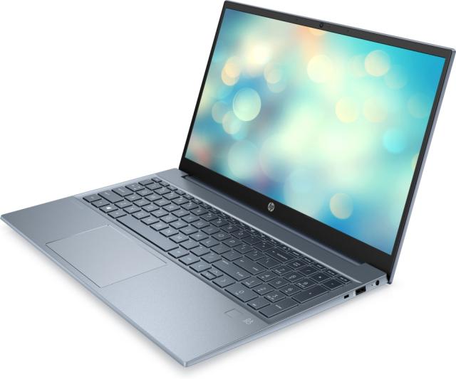 Лаптоп HP Pavilion 15-eh2008nu Fog Blue, Ryzen 5-5625U (2.3Ghz, up to 4.3Ghz/16MB/6C), 15.6" FHD IPS AG, 16GB 3200MHz 2DIMM, 512GB PCIe SSD, WiFi a/c 2x2 + BT 5, FPR, no SD Reader, Backlit Kbd, 3C Batt, Free DOS