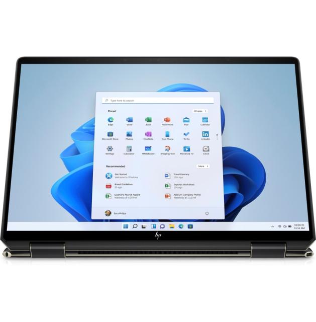 Лаптоп HP Spectre x360 14-ef0037nn Nightfall Black Core i7-1255U(up to 4.7GH/12MB/10C), 13.5" 3k2k OLED IPS 400 nits Touch, 16GB DDR4 on-board, 1TB PCIe SSD, WiFi AX211 6E + BT5.2, FPR, Backlit Kbd, 4 Cell Batt, Win 11 Home