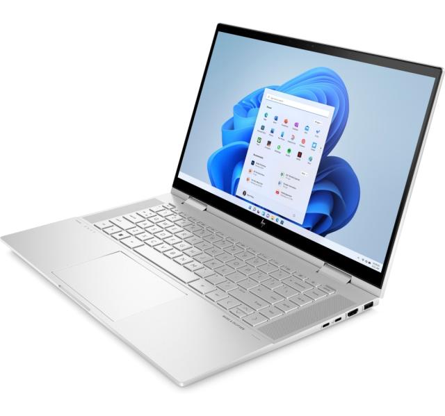 Лаптоп HP Envy x360 15-ew0037nn Natural silver, Core i7-1260P (up to 4.7GH/18MB/12C), 15.6" FHD OLED 400nits Touch, 16GB 3200MHz 2DIMM, 512GB PCIe SSD, WiFi AX211 6E + BT5.2, Backlit Kbd, 3C Batt, Win 11 Home