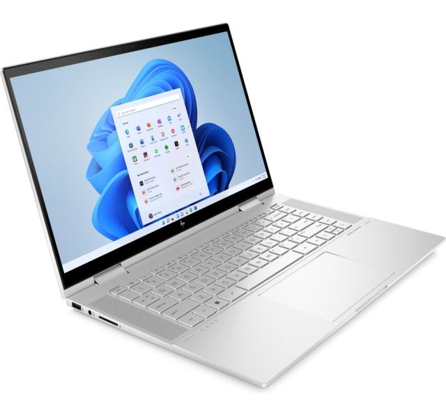 Лаптоп HP Envy x360 15-ew0037nn Natural silver, Core i7-1260P (up to 4.7GH/18MB/12C), 15.6" FHD OLED 400nits Touch, 16GB 3200MHz 2DIMM, 512GB PCIe SSD, WiFi AX211 6E + BT5.2, Backlit Kbd, 3C Batt, Win 11 Home
