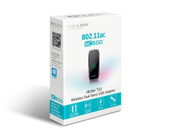 Безжичен Wireless адаптер TP-LINK Archer T2U, AC600, Dual band, USB 2.0