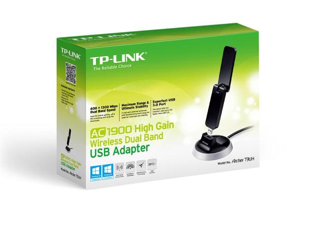 Безжичен Wireless адаптер TP-LINK Archer T9UH, AC 1900 Dual band, USB 3.0