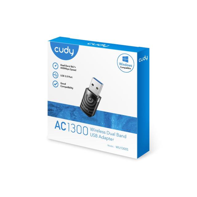 Безжичен Wireless адаптер Cudy WU1300S, 2.4/5 Ghz, USB 3.0