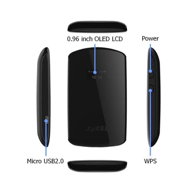 Рутер ZYXEL WAH7706, 2.4/5 GHz, 802.11ac, 300 Mbps, 3G/4G, SIM слот, батери 2800 mAh, USB, 2 вътрешни антени