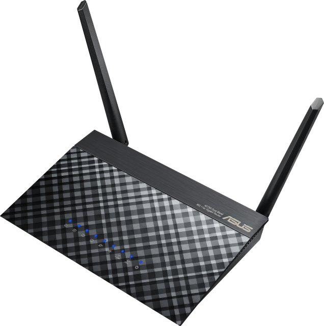 Рутер Asus RT-AC51U, 750Mbps, Dual-Band WiFi 5, 2.4GHz (300 Mbps), 5Ghz (433 Mbps), LAN 4 x 10/100, WAN 1 x 10/100, 3G/4G, 1 x USB 2.0, 2 x външни антени, 1 x вътрешна антена