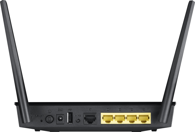 Рутер Asus RT-AC51U, 750Mbps, Dual-Band WiFi 5, 2.4GHz (300 Mbps), 5Ghz (433 Mbps), LAN 4 x 10/100, WAN 1 x 10/100, 3G/4G, 1 x USB 2.0, 2 x външни антени, 1 x вътрешна антена