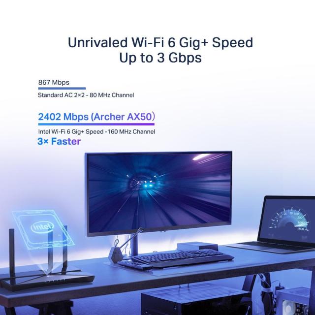 Рутер TP-Link Archer AX50 AX3000 Wi-Fi 6, 2.4GHz (574 Mbps) / 5GHz (2402 Mbps), 4x LAN1000Mbps, 1x WAN1000, 1x USB 3.0