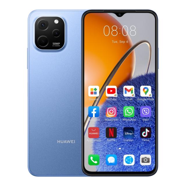 Мобилен телефон Huawei Nova Y61 Sapphire Blue, 6.52 HD+, 1600x720, 4GB+64GB, 50MP+2MP+2MP/5MP, 4G LTE, WIFi 802.11 b/g/n, 2.4GHz, BT 5.1, USB -C, FPT, 5000 mAh, EMUI 12.0