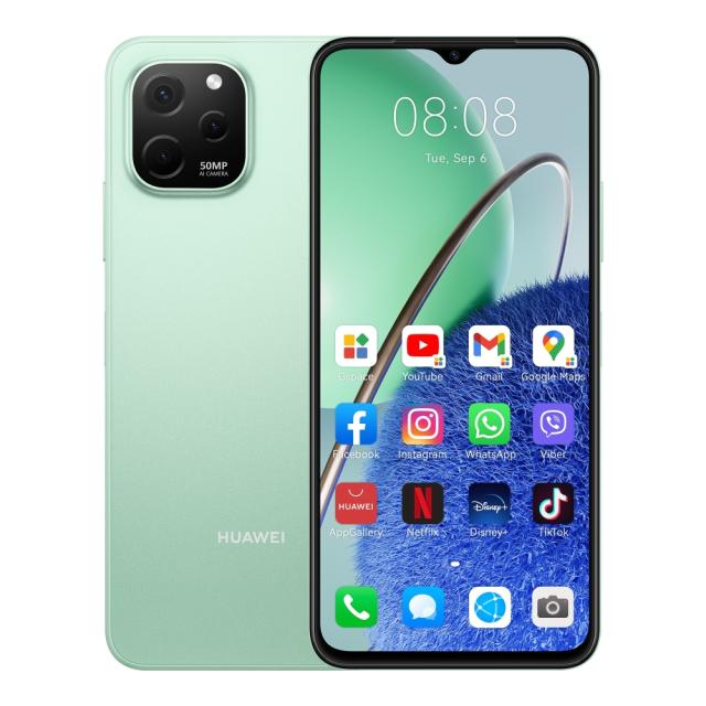 Мобилен телефон Huawei Nova Y61 Mint Green, 6.52 HD+, 1600x720, 4GB+64GB, 50MP+2MP+2MP/5MP, 4G LTE, WIFi 802.11 b/g/n, 2.4GHz, BT 5.1, USB -C, FPT, 5000 mAh, EMUI 12.0